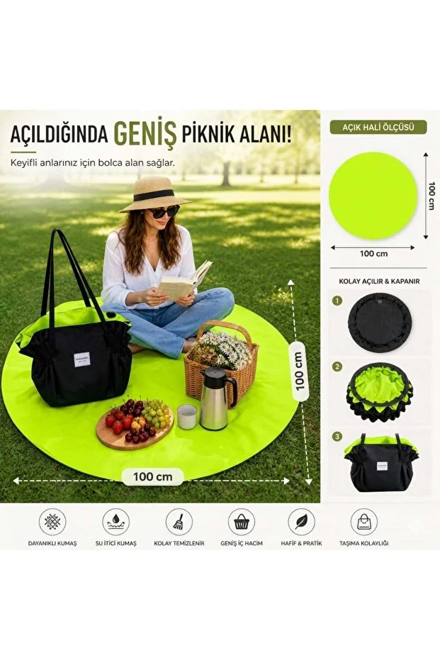 LUNEVA Çok Amaçlı Plaj & Piknik & Kamp Çantası — 2'si 1 Arada