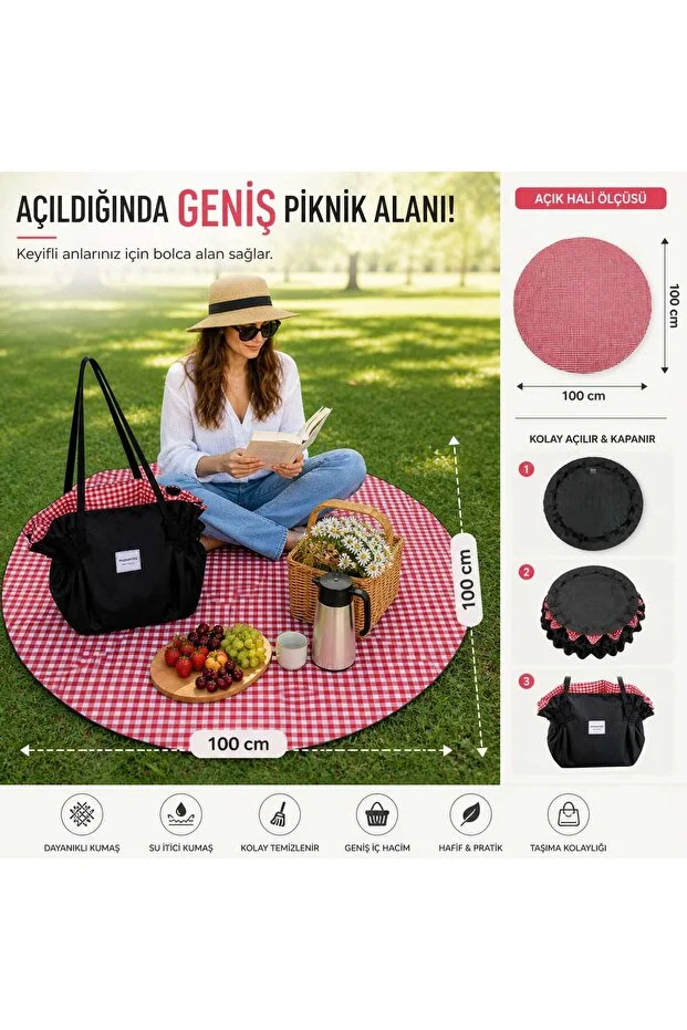 LUNEVA Çok Amaçlı Plaj & Piknik & Kamp Çantası — 2'si 1 Arada